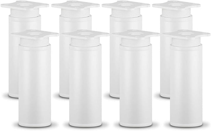 sossai® Design-Möbelfüsse MFR1 | höhenverstellbar | 8er Set | Rund-Profil - Ø 40 mm | Farbe: Weiss |
