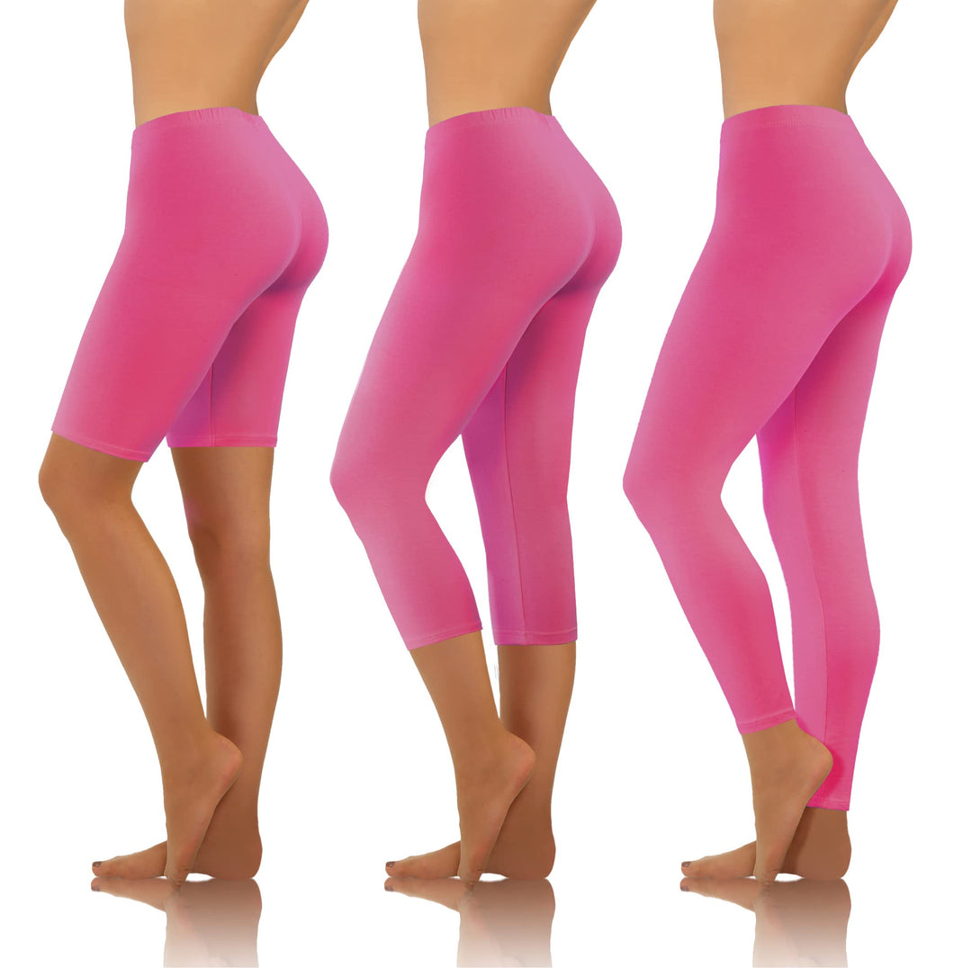 sesto senso 3 Paar Damen Sport Leggings Verschiedene Beinlängen Baumwolle Bunt Yoga Fitness Hose 1/2
