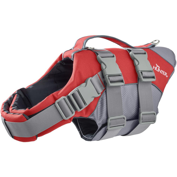 HUNTER MOSS Schwimmweste, Schwimmhilfe für Hunde, Haltegriff, reflektierend, M, rot, M