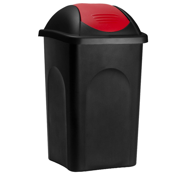 Stefanplast® Mülleimer mit Schwingdeckel, 60 Liter Schwarz/Rot, Schwarz/Rot