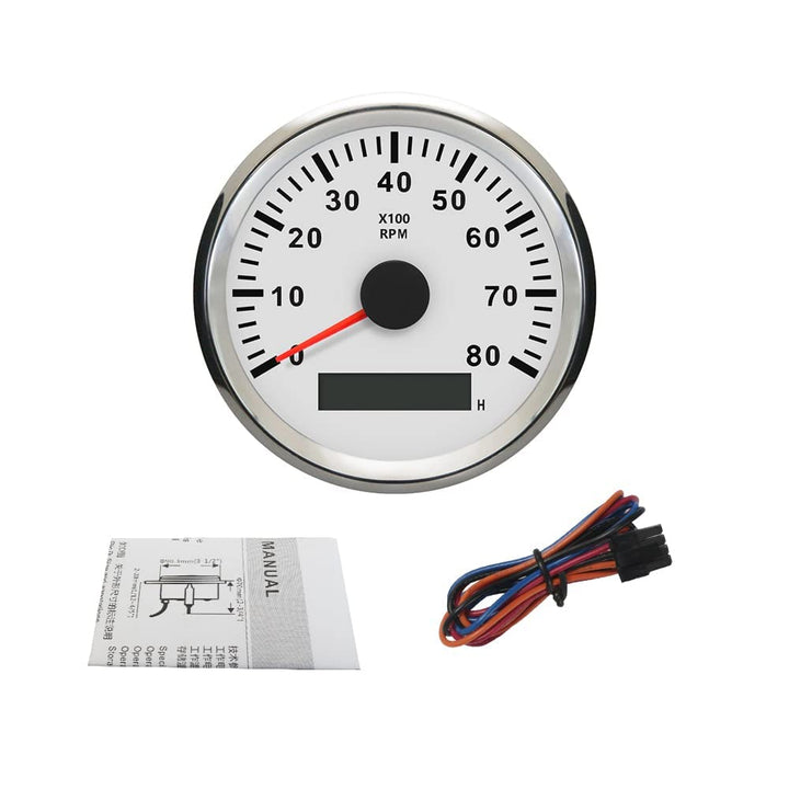 ELING Drehzahlmesser wasserdicht mit Stunde Meter 0-8000 RPM 85mm 9-32V mit Hintergrundbeleuchtung