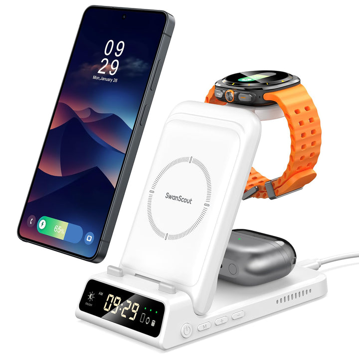 Induktive Ladestation für Samsung S26 Ultra, 3 in 1 Wireless Charger für Samsung S26/S25/S24/S23, La