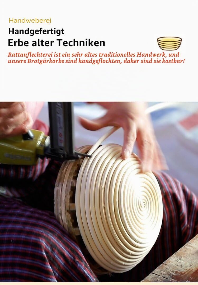 Gärkörbchen, Gärkorb, Rund Zum Brotbacken 6er Set, Gärkorb Brot mit Waschbarem Leineneinsatz, natürl