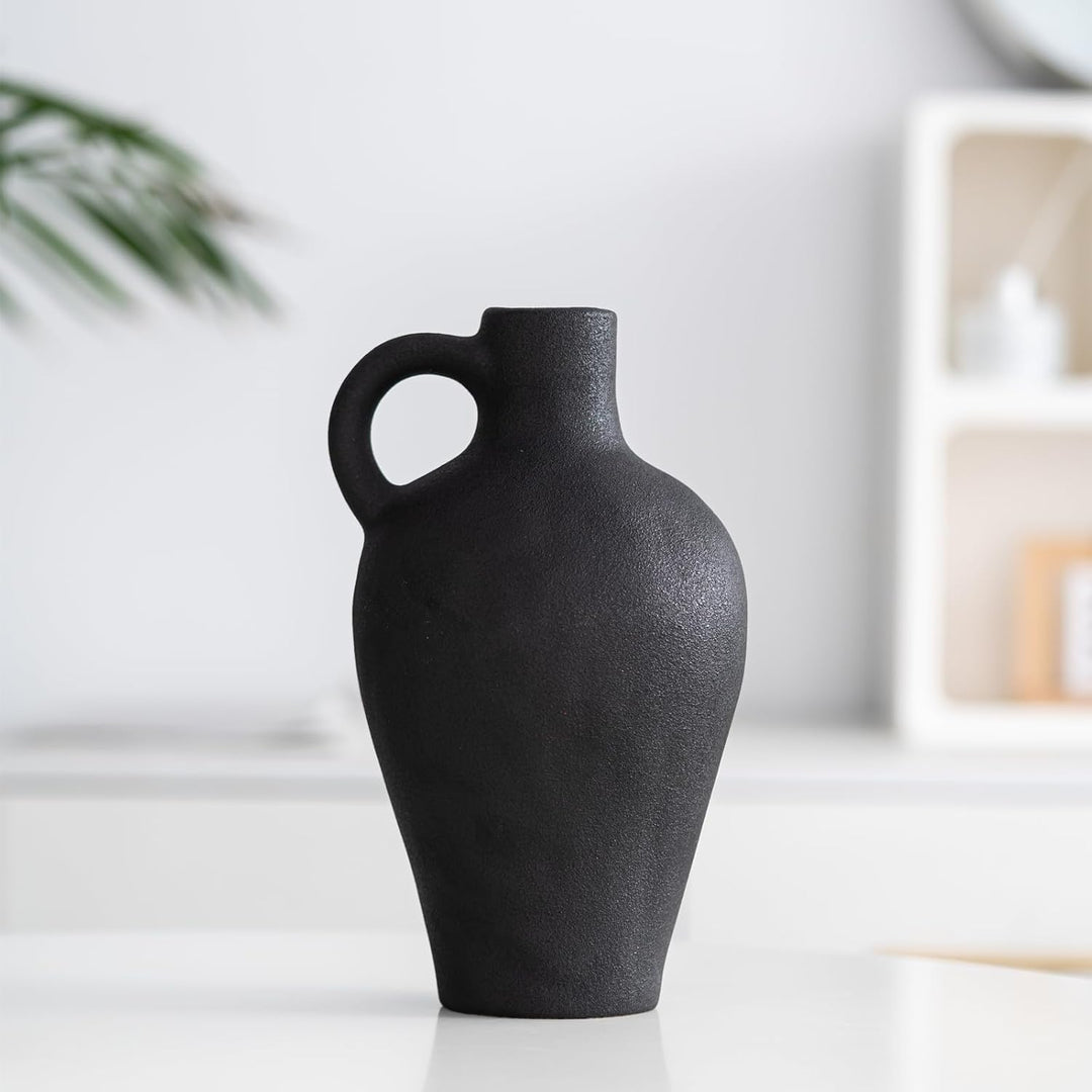 Schwarze Keramikvase, antike Keramikvase, kreative Vase, Moderne Wohnkultur, für Tafelaufsätze, Küch