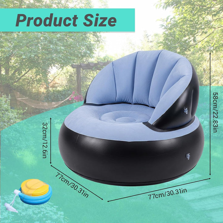 Aufblasbarer Sessel Sofa mit Flockoberfläche，Aufblasbares Sofa Rundes Luftsofa inkl Fusspumpe Wasser