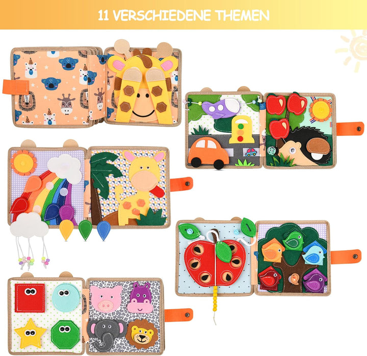 Quiet Book 2 Jahre,Stille Buch aus Weichem Filz für frühe Bildung,Feinmotorik,Busy Board Montessori
