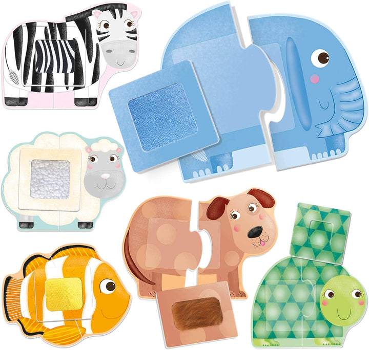Headu - Tactile Animals Montessori Puzzle 1-4 Jahre, Mehrfarbig, IT20188
