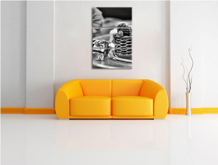 Pixxprint appetitliche Desserts als Leinwandbild/Grösse: 3 Teilig (120x80) cm/Wandbild/Kunstdruck/fe