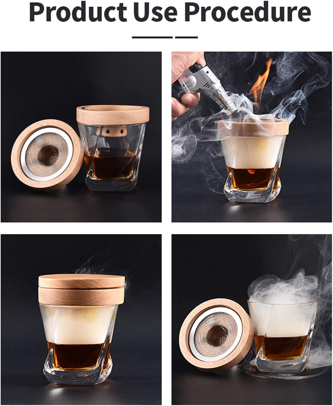 Cocktail Smoker Kit, MKNZOME Whiskey Smoker Kit mit 4 Geräuchertem Cocktail Raucher Kit Sägemehl Vat