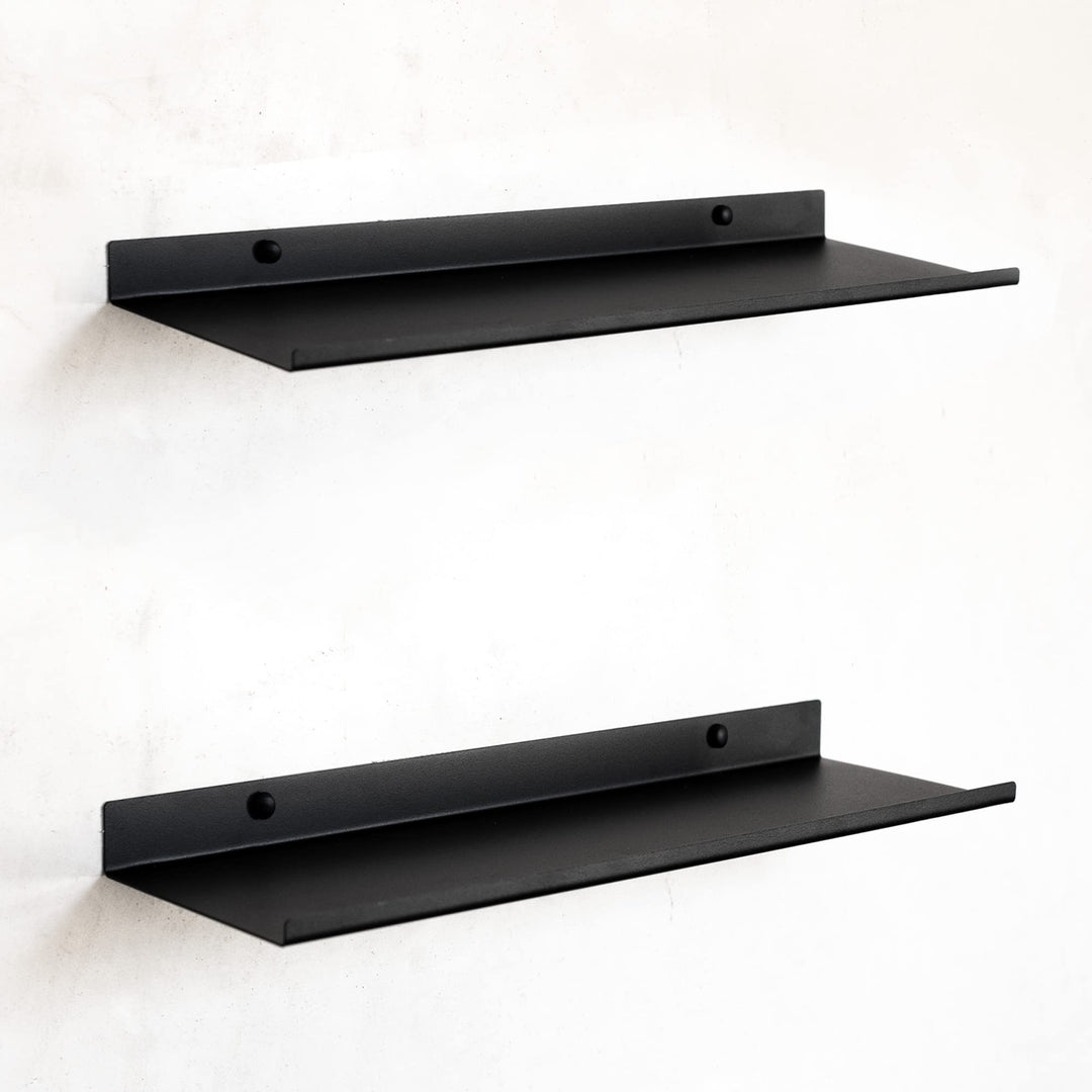 MILUKA Wandregal Schwarz aus Metall | 2er Set Schweberegale Schwarz 50 cm | Badezimmer Regal Wand |