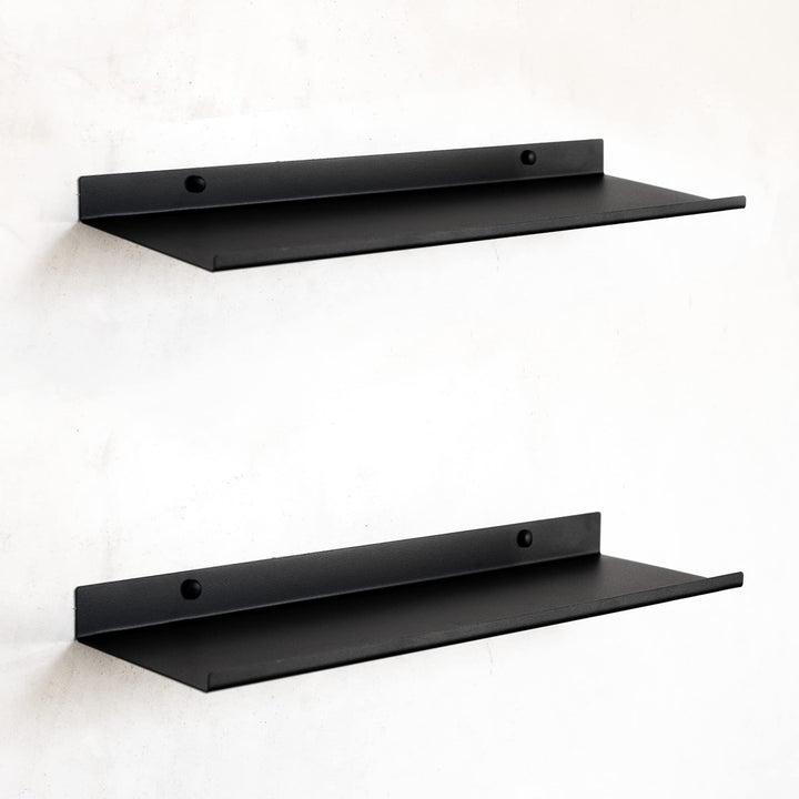 MILUKA Wandregal Schwarz aus Metall | 2er Set Schweberegale Schwarz 50 cm | Badezimmer Regal Wand |