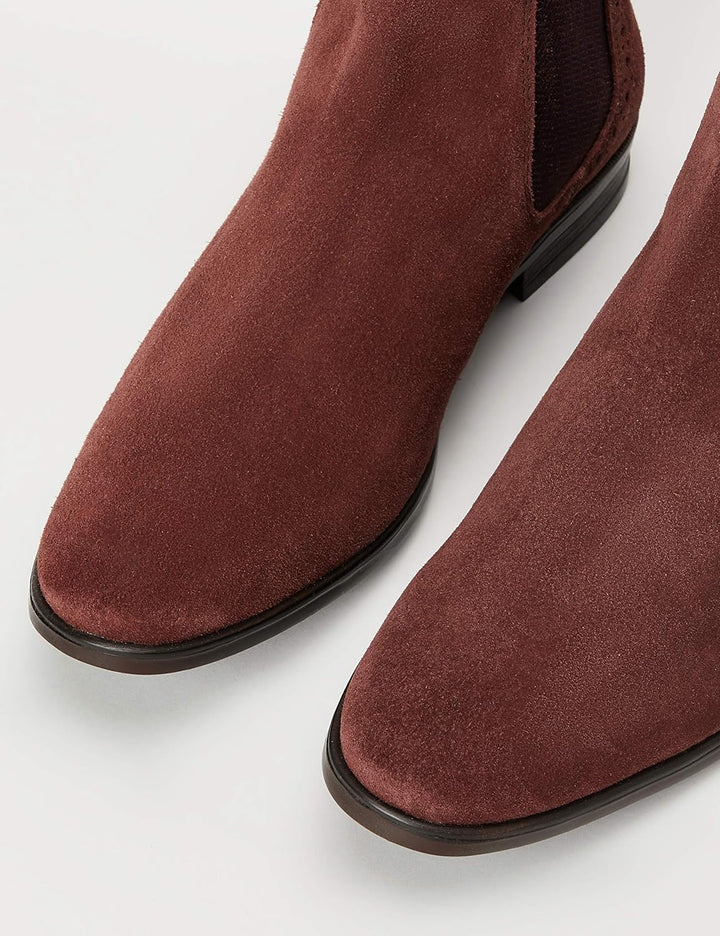 FIND Leather Brogue Detail, Chelsea Boots, Rot (Burgundy), 43 EU (9 UK)