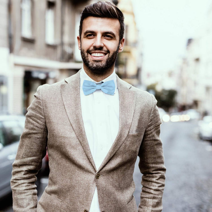 DonDon 10er Set Herren Fliege 12 x 6 cm gebunden und längenverstellbar Hellblau, Hellblau