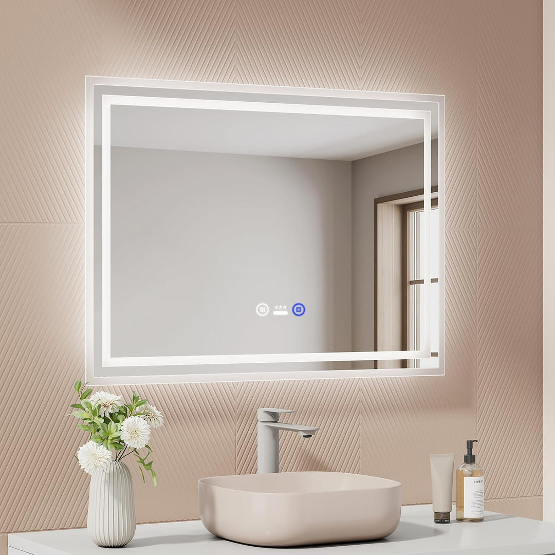 EMKE Badezimmerspiegel mit LED-Licht, 50 x 70 cm, Badezimmerspiegel mit Bewegungssensor, Beschlagsch