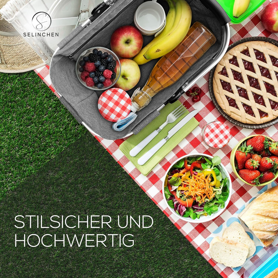 Selinchen® - Premium Einkaufskorb | Hochwertige Einkaufstasche faltbar und mit Aluminium Griff | Ide