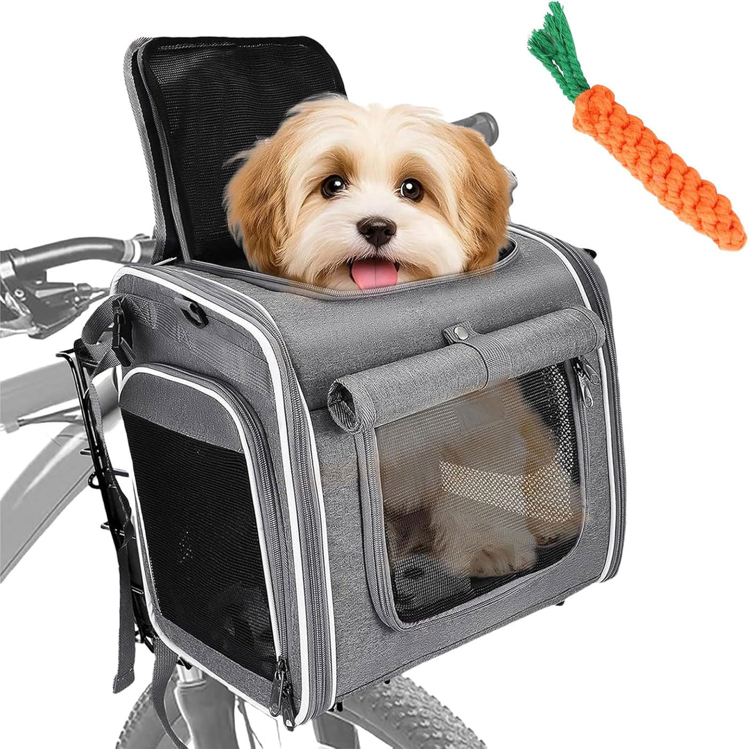 Hundekorb Fahrrad Vorne, 4-in-1 Hundekorb für Fahrrad,Faltbar Erweiterbarer Hunderrucksack bis 8KG,m
