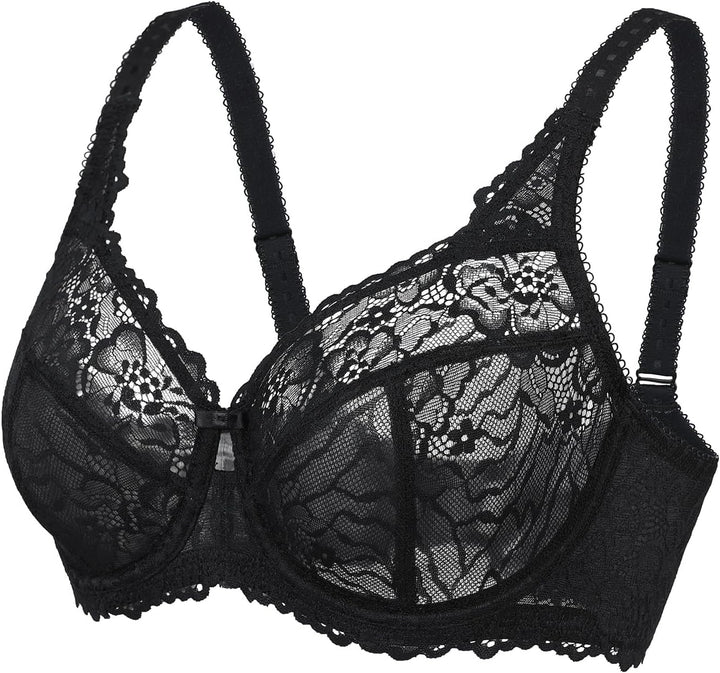 DELIMIRA Damen Minimizer BH Grosse Grössen ohne Polster Vollschalen mit Spitze 75B Schwarz, 75C