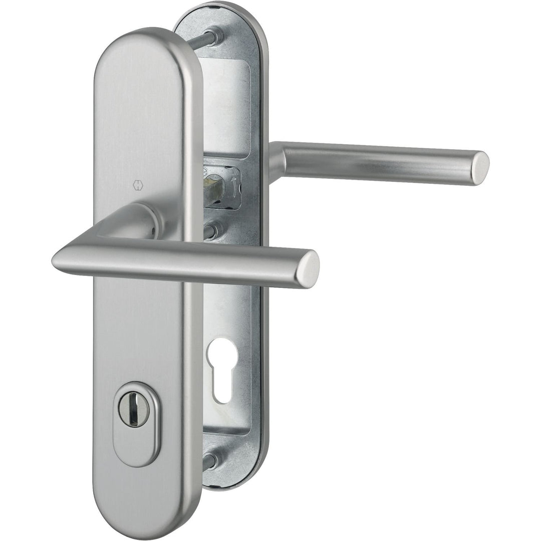 HOPPE 3893271 Sicherheits-Dürckergarnitur Stockholm-Ö-Norm Entfernung 88mm, Aluminium Edelstahl-Effe