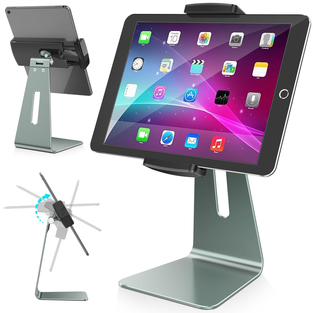 AboveTEK Verstellbarer Aluminium-Tablet-Ständer, 360° drehbarer Display-Halter für 7–12,9 Zoll iPad