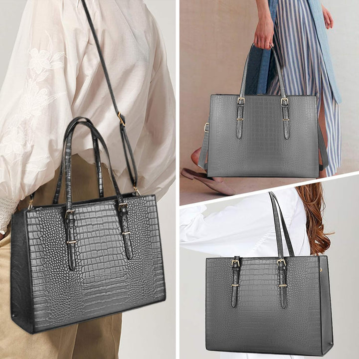 Lubardy Handtasche Damen Shopper Damen Gross Laptop Tasche 15.6 Zoll Elegant PU Leder Umhängetasche