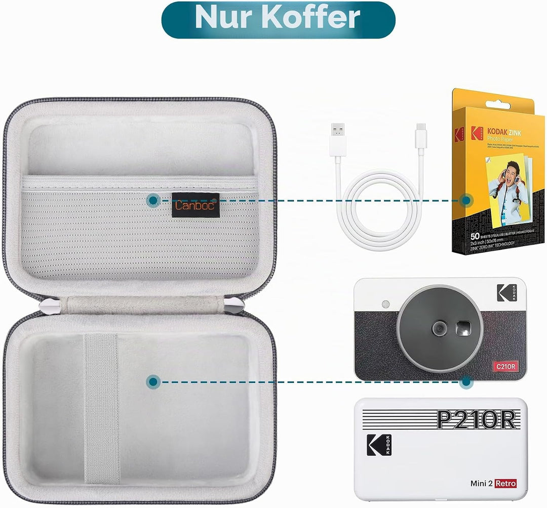Canboc Tragetasche für Kodak Mini 2 Retro/Mini Shot 2 Retro C210/ P210 Mobiler Fotodrucker für Smart