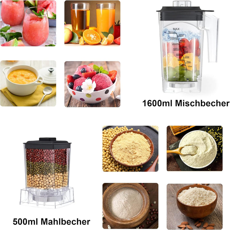 BioloMix Hochleistungsmixer 2200W,Selbstreinigungsfunktion,Standmixer mit 2L Behälter ohne BPA Smoot