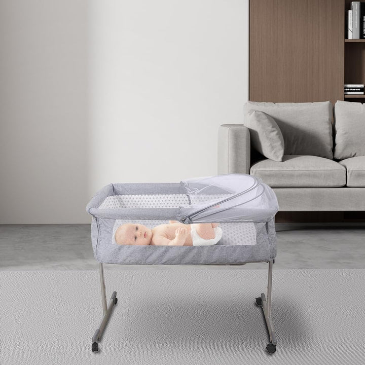 homewell Babybett Beistellbett, Wiege mit Moskitonetz, Faltbares, Bequeme Matratze, Seiten aus Netz,