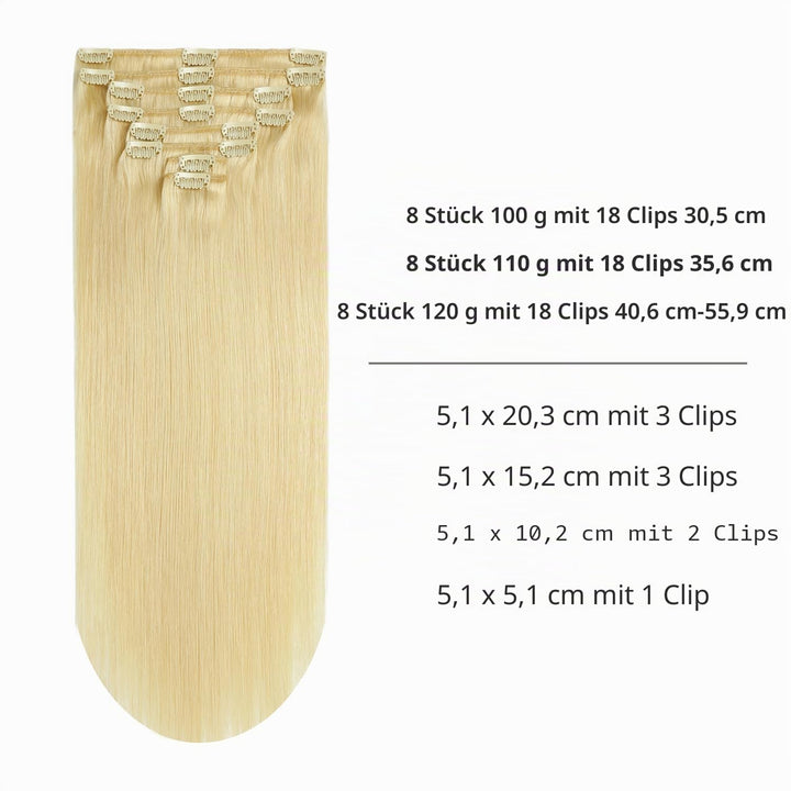 YILITE Clip in Extensions Echthaar Blond 45cm 100% Echthaar Extensions Clip 18 Zoll 8 Stück 120g Uns