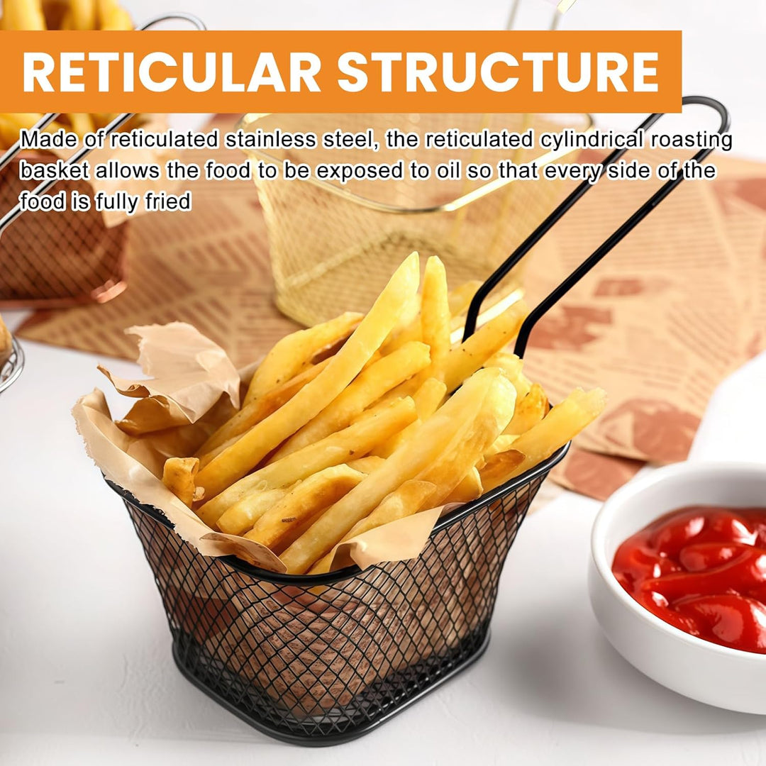 12 Stück Pommes Körbchen: Klein Edelstahl Frittierkorb Silber Pommeskörbchen, Korb für Frittiertes E