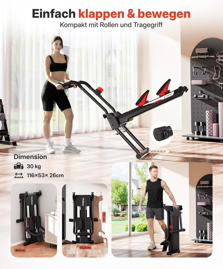 YOLEO Profi Stair Stepper mit Magnetwiderstand, 16-stufiger Treppensteiger für Zuhause, klappbares C