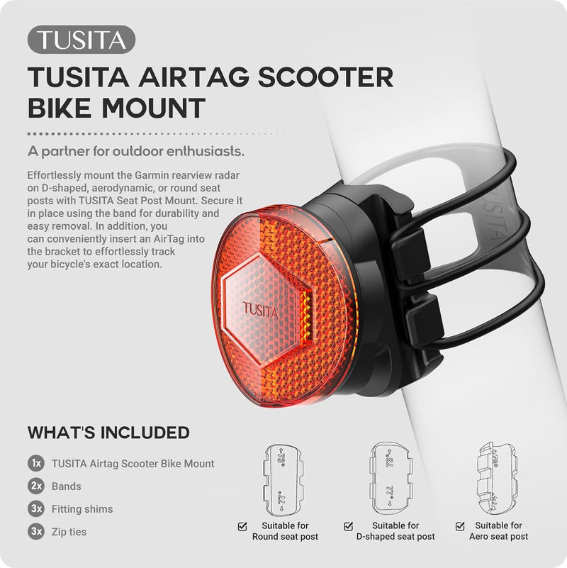 TUSITA Airtag Scooter Halterung, Verstecktes Fahrrad GPS Tracker Gehäuse für Airtag Fahrrad Sattelst