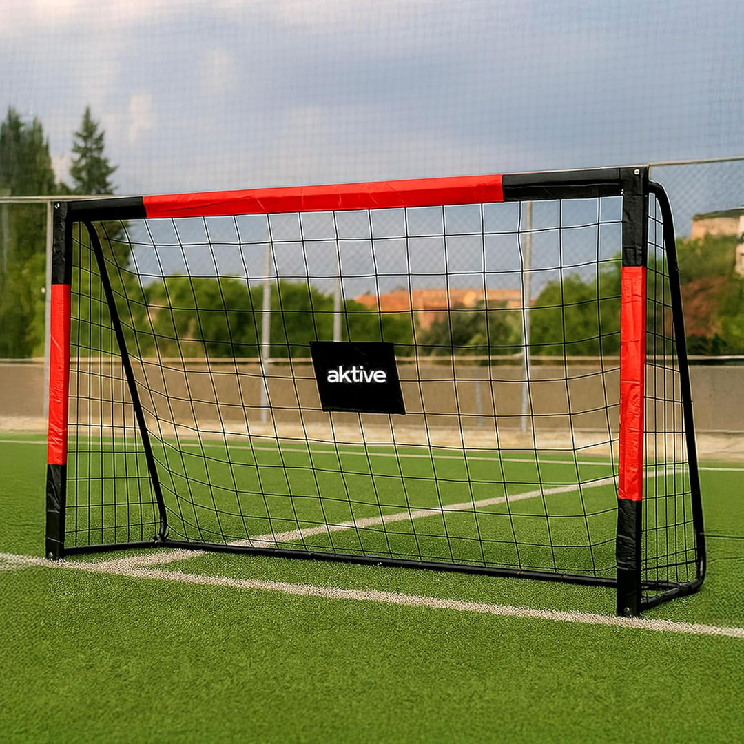 AKTIVE 54307 Fussballtor aus Stahl, Gestell abnehmbar, einfach zu montieren, 300 x 90 x 160 cm, mit