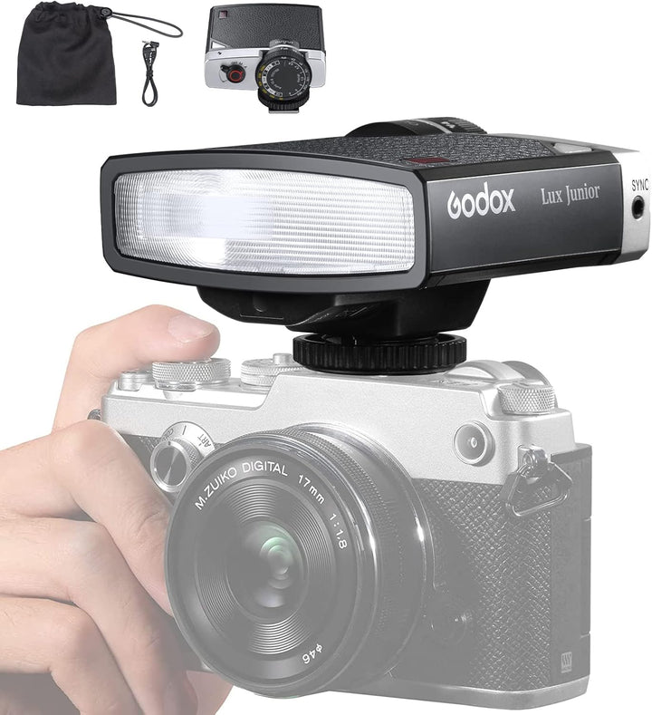 Godox Lux Junior Retro Kamerablitz,Speedlite GN12 6000 K ± 200 K CCT, automatische und manuelle Modi