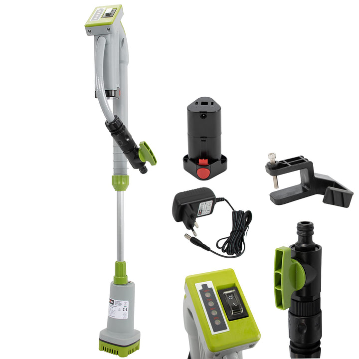Grafner Akku Regenfasspumpe inkl. Akku und Ladegerät, Fördermenge 1500 l/h, mit Teleskoprohr, integr