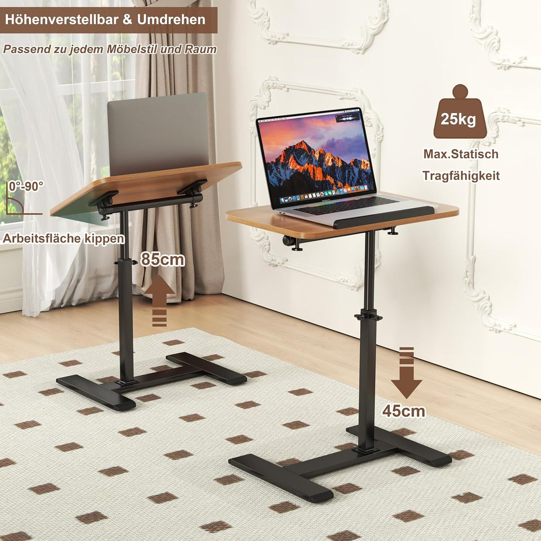 Beistelltisch C Form Höhenverstellbar, 360°Drehbar Laptop Stand Sofa Beistelltisch, Mobiler Couchtis