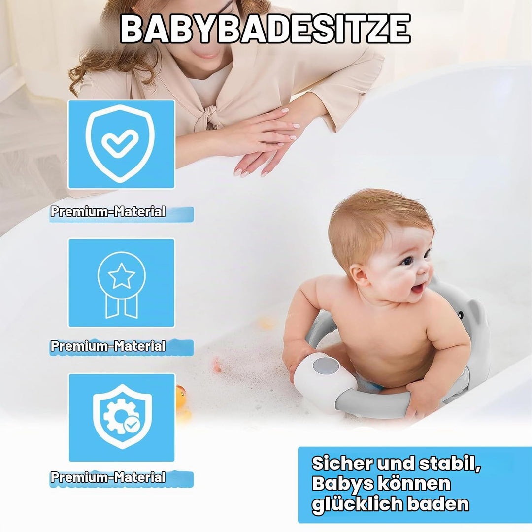 Baby Badewannensitz mit Bären-Design, rutschfest durch 4 Saugnäpfe, gepolsterter Sitz, BPA-frei &amp; sc