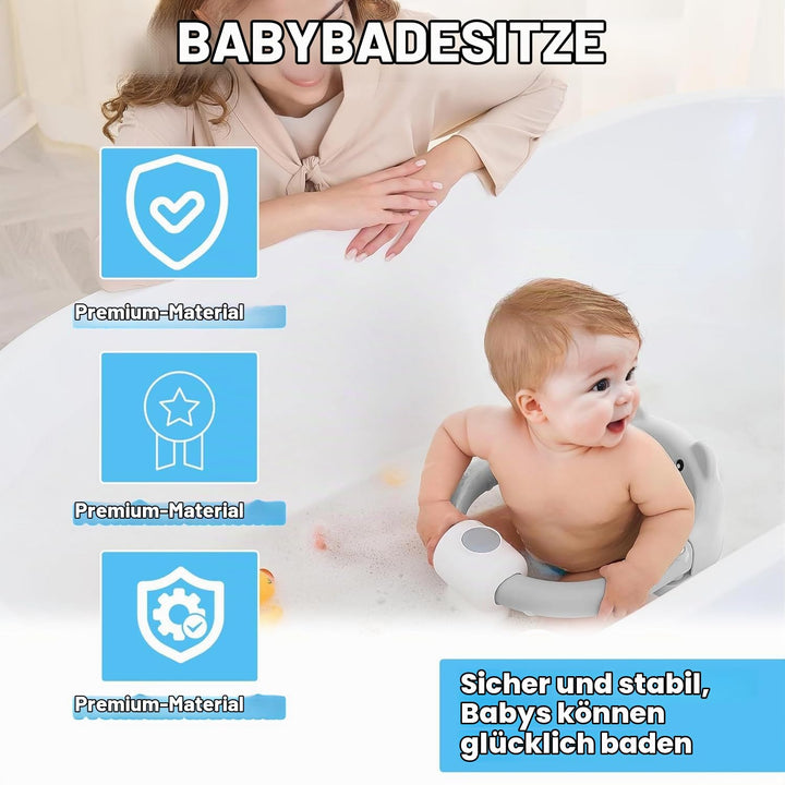 Baby Badewannensitz mit Bären-Design, rutschfest durch 4 Saugnäpfe, gepolsterter Sitz, BPA-frei &amp; sc