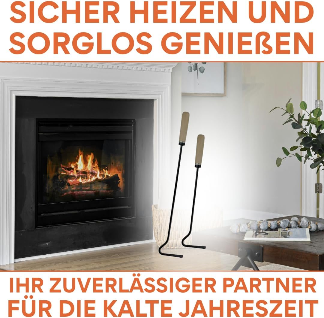 2er Set Schürhaken, Länge 50 cm &amp; 85 cm EU-Herstellung Feuerhaken aus Stahl Ø 8 mm, Schüreisen Kamin
