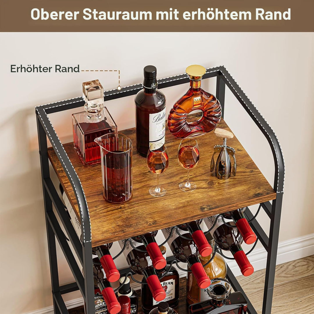 Dripex 4 Etagen Weinregal, klein Flaschenregal für 8 Flaschen, freistehend Flaschenhalter mit Tischp