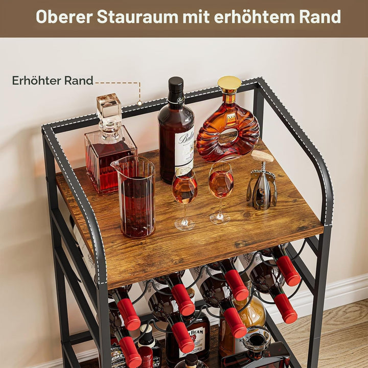 Dripex 4 Etagen Weinregal, klein Flaschenregal für 8 Flaschen, freistehend Flaschenhalter mit Tischp