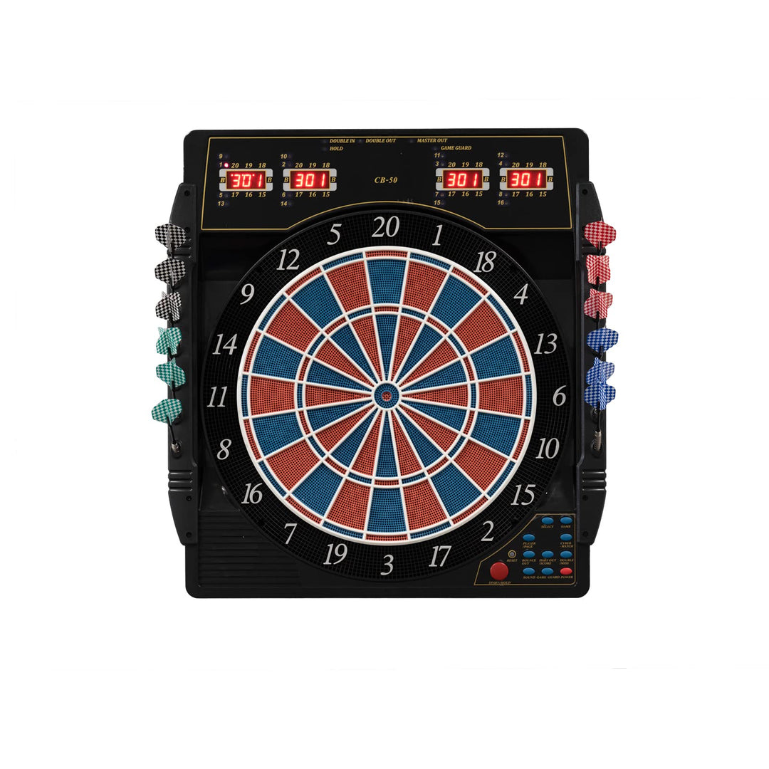 Dartautomat Karella CB-50, elektronische Dartscheibe mit 27 Spielen und 159 Spielvarianten, exakte T