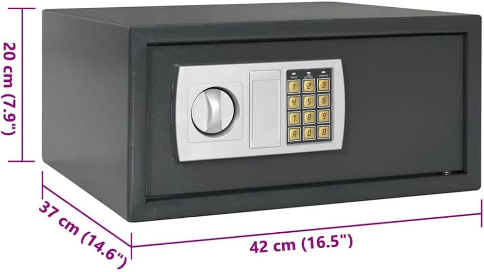 vidaXL Digitaler Safe mit Schloss Dunkelgrau 42 x 37 x 20 cm Stahl, Heimwerker Schreibtischsafe, mod
