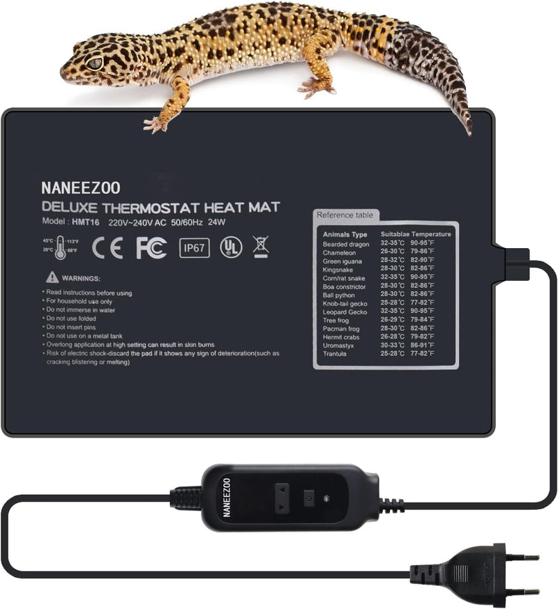 NANEEZOO Reptil Heizmatte - Terrarium Reptilienheizmatte Wärmematte für Reptilien Gecko Schildkröte