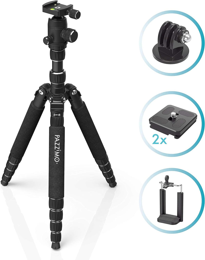 Kamera Stativ für Spiegelreflexkamera (DSLR-Tripod mit Zubehör, 1530g leicht, 3-Wege Kugelkopf, inkl