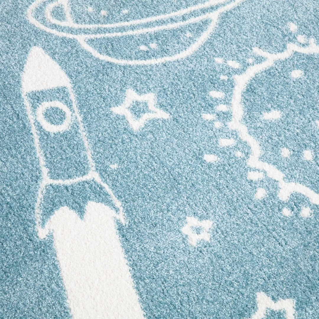 carpet city Teppich Kinderzimmer Weltall - Blau - 140x200 cm - Kinderteppich Kurzflor mit Sternen, R