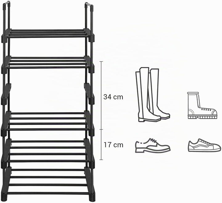 SONGMICS Schuhregal mit 6 Ebenen, offener Schuhschrank hoch, Schuhständer schmal, Schuhaufbewahrung,