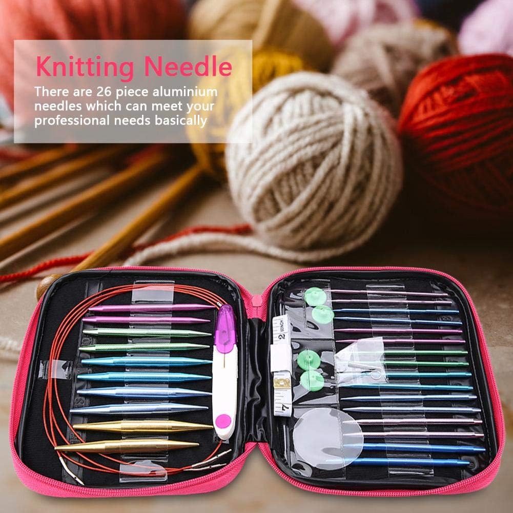 26pcs Rundstricknadeln Set, Doppelspitze Stricknadeln, volle Grössen austauschbare Stricknadeln für