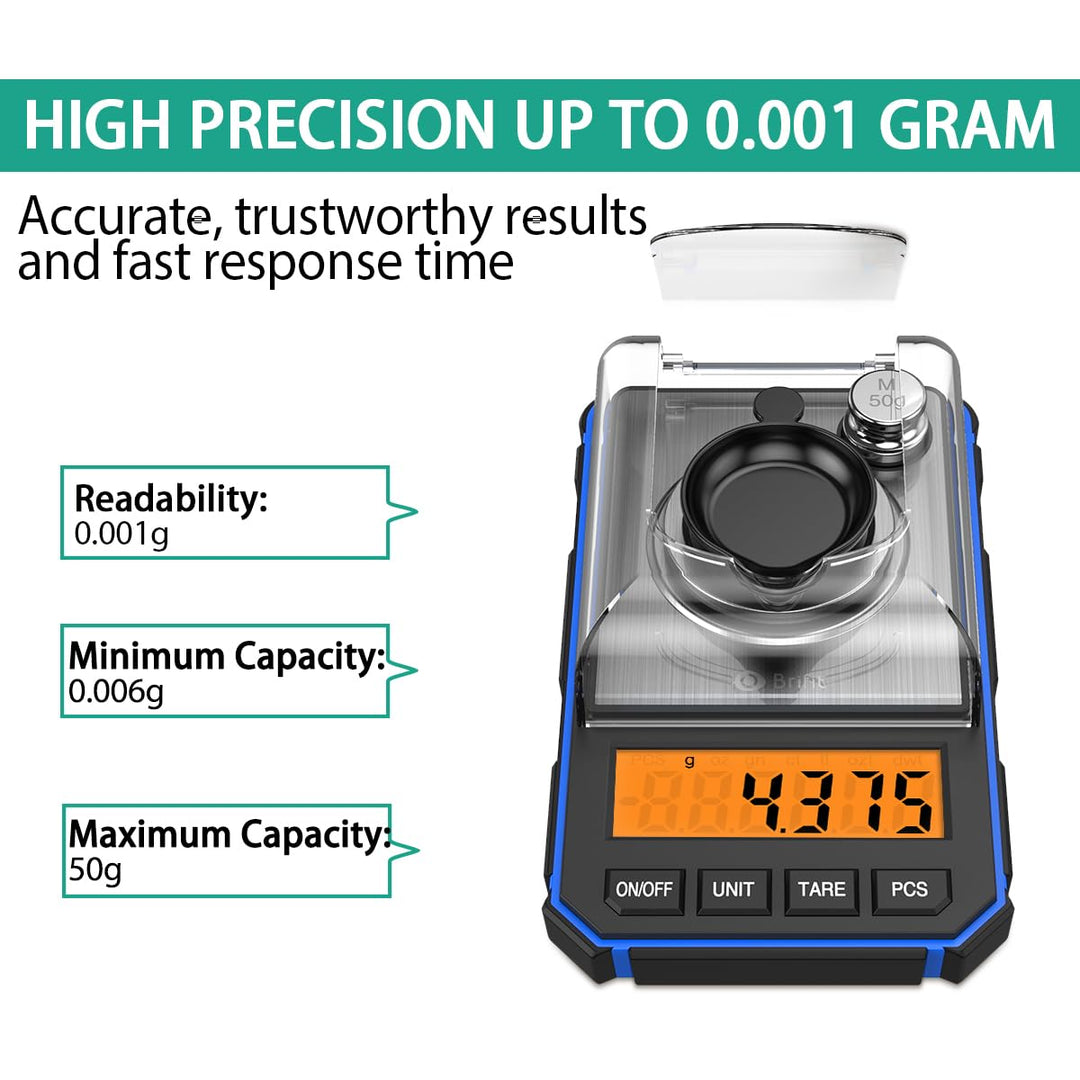 ORIA Feinwaage Präzisionswaage 50g/0,001g, Digitale Milligramm Waage mit LCD-Anzeige, Lab Digitale W