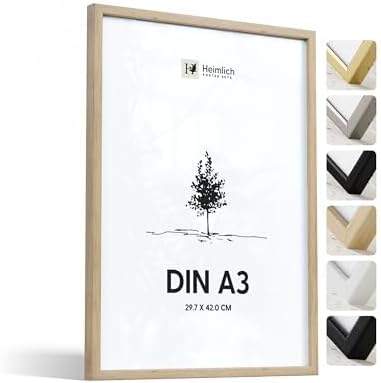 Heimlich® 1x Bilderrahmen DIN A3 30x42 cm Natur Eiche Holz Rahmen 1-Pack | Dokumentenrahmen 29,7x42