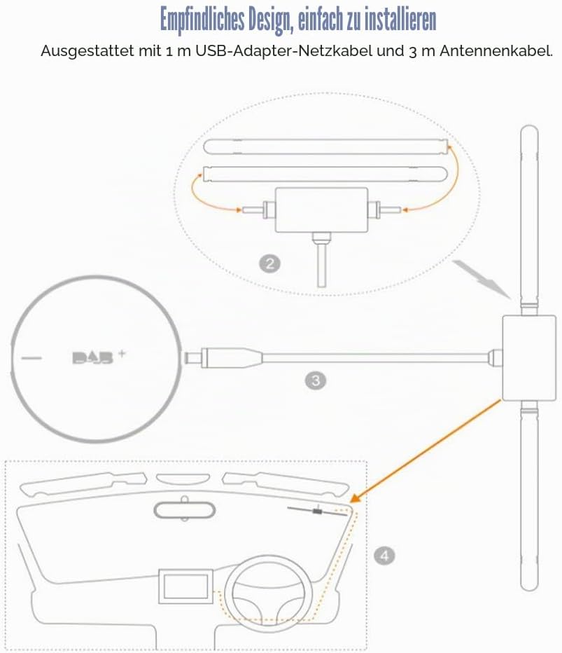 USB DAB + Radio-Antennenempfänger, tragbarer Adapter Digitaler Autoradio-Empfänger mit verstärkter A